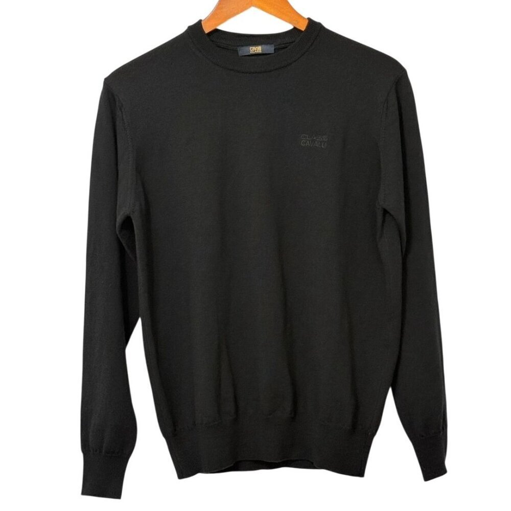 Roberto Cavalli Class Mens 100% Wool Sweater Black Long Sleeve Crew Neck Size S? - Picture 7 of 7
